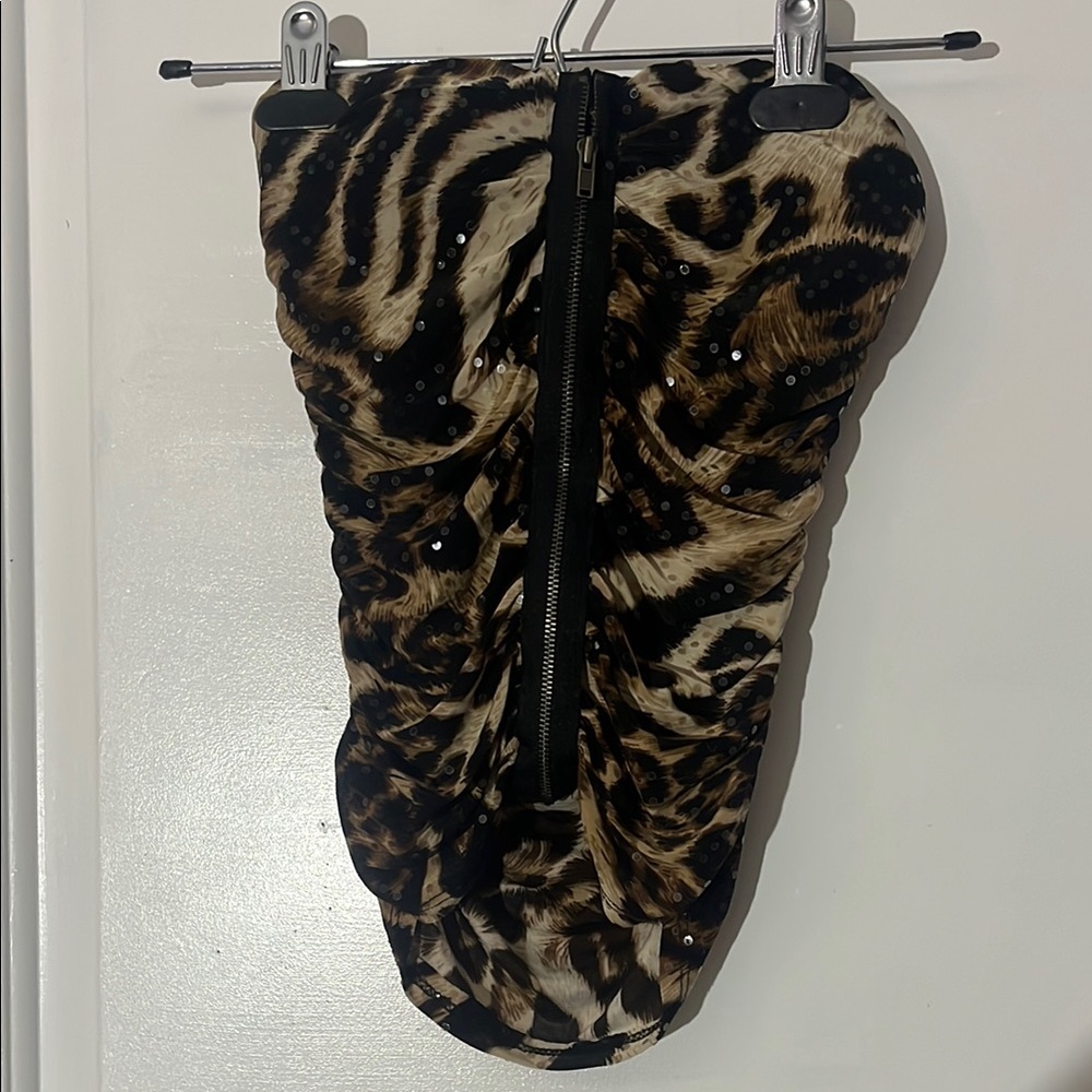 Animal Print Strapless Top